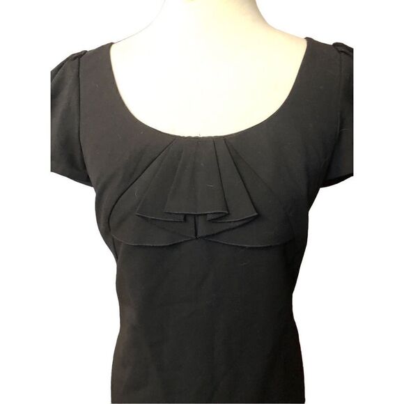 Ann Taylor Black Cap Sleeve Ruffle Shift Dress Career Cocktail EUC Size 6 - Picture 5 of 13